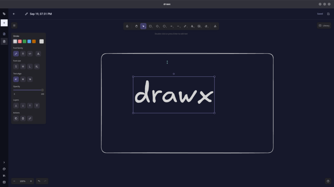 the homescreen of the drawx app (drawx is a drawing app)